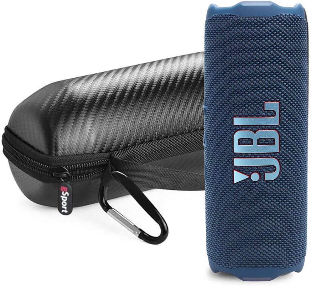 JBL FLIP 7 Waterproof Portable Speaker Bundle with gSport Carbon Fiber Case (Blue)