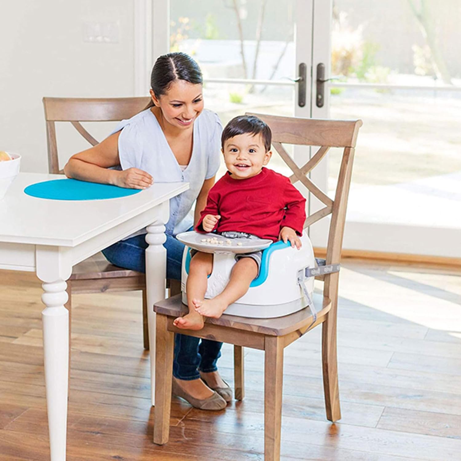 Bumbo 2 Pack 3-in-1 Multi-Seat for 6 to 36 Months, Travel Baby Feeding and Play Floor Seat, All-in-One Portable Booster with Tray & Toddler High Chair, Cool Grey