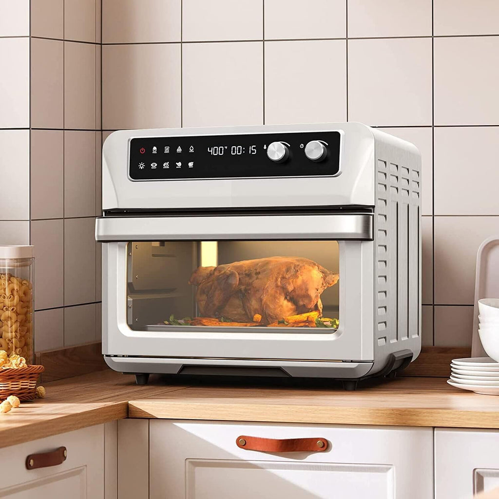 21 QT Air Fryer Toaster Oven Combo, 1800W Electric Digital Countertop Convection Oven w/ 360°Circulation, LCD Display, 8-in-1 Air Fryer, Toast, Thaw, Dehydrate, w/ 5 Accessories & Recipe