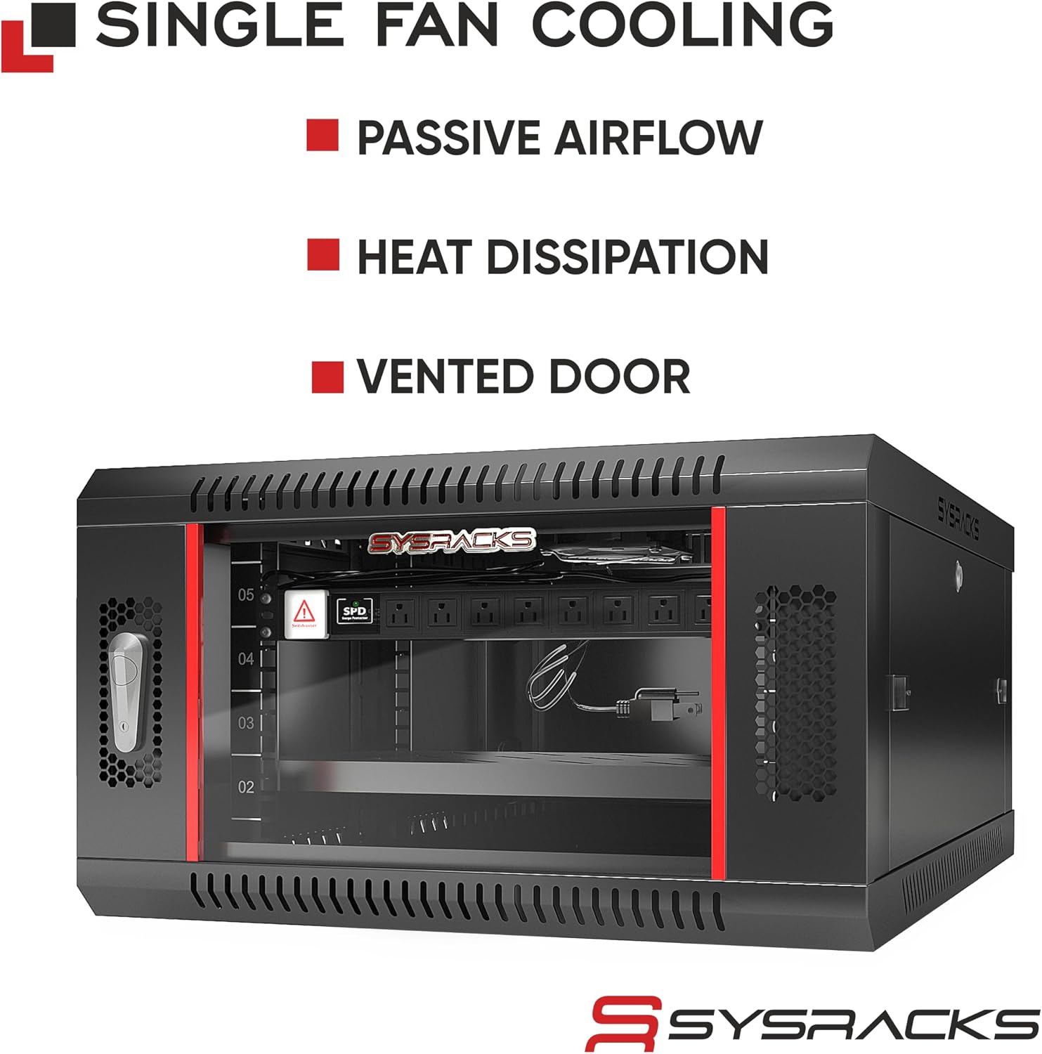 6U Wall Mount Server Rack Cabinet 24' Deep, 19' Network & AV Enclosure for Home Lab with Fan, PDU, 1 Shelf, Locking Glass Door