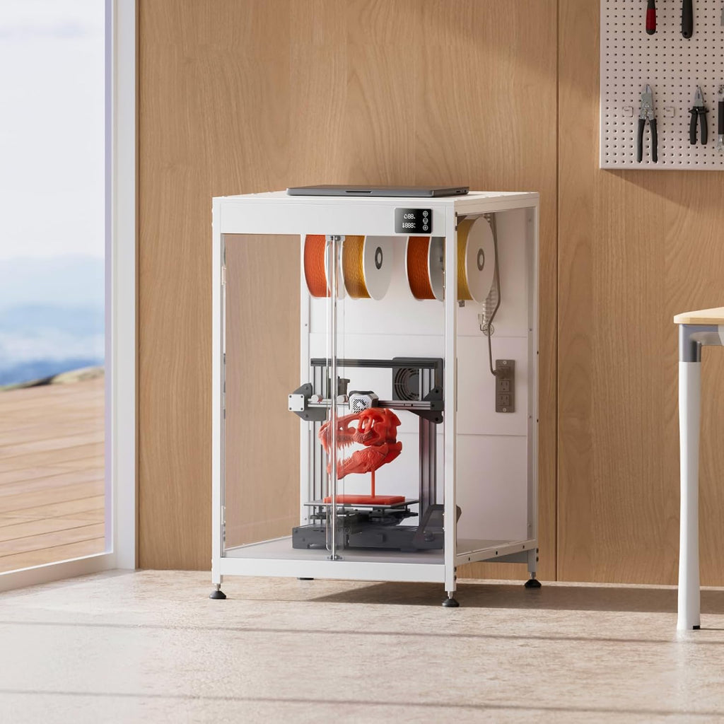 Crafit 3D Printer Cabinet, 3D Printer Enclosure with Ventilation, Thermo-Hygrometer and LED Light, Effectively Noise Reduction, Fits 3D Printers Up to 23''W x 22.4''D x 25.4''H
