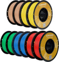 Kingroon PLA 3D Printer Filament,10 Rolls, Dimensional Accuracy +/- 0.03 mm, 10kg Spool(22lbs),1.75 mm,2Green+2Red+2Blue+2Yellow+2Skin