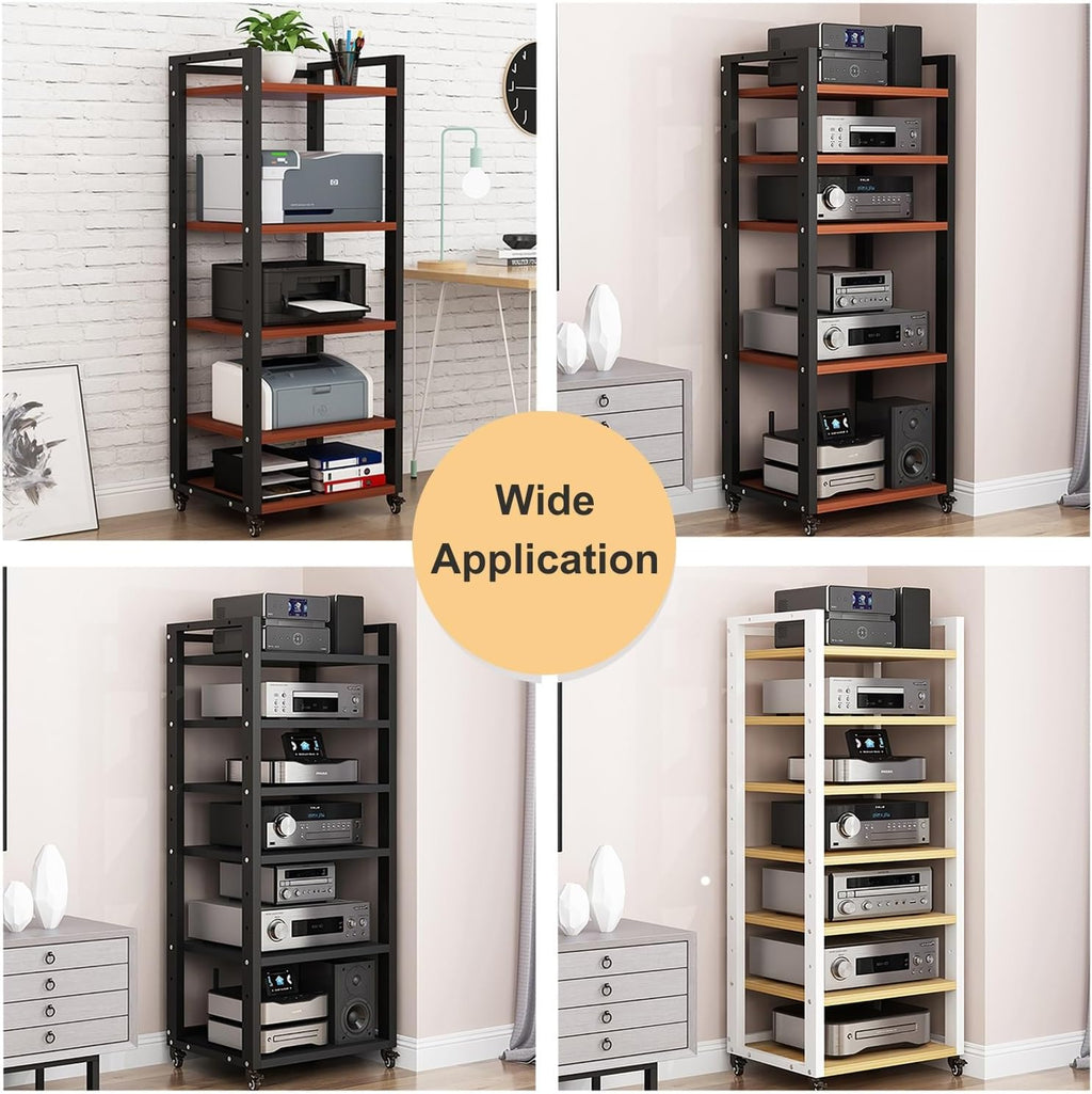 7-Tier Heavy Duty Audio Component Rack, 140cm Tall - HiFi Amplifier Rack/Audio-Video Shelving - CD Record Player Stereo Receiver AV Equipment Cabinet Display Stand(C)