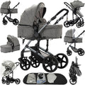 2 in 1 Baby Stroller, Convertible Reversible Infant Stroller with One-Click Folding, Newborn Toddler Travel Stroller Standard Carriage Pram (2US588-GREY)