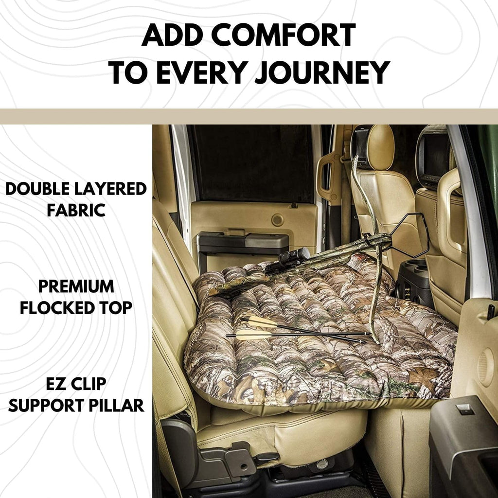 Pittman Outdoors Backseat Bed Air Mattress – 60' Rear Seat Mattress for Trucks & SUVs – Includes Portable DC Air Pump – Truck Air Mattress for Back Seat Travel & Camping – Camo Print