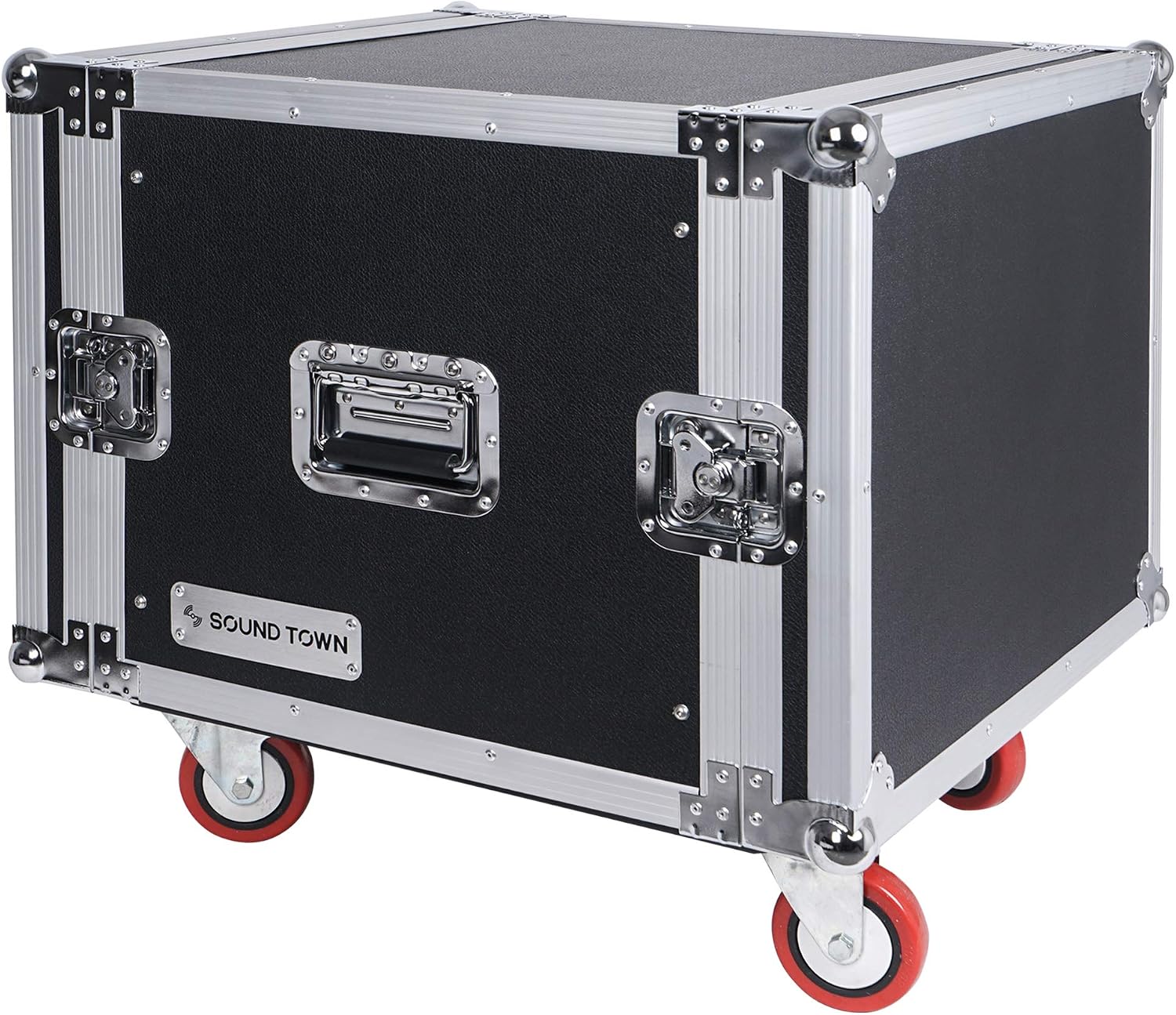 Sound Town Shock Mount 8U ATA Rack Case with 17' Rackable Depth and Casters, 8-Space Size - Pro Tour Grade (STRC-SP8UW)