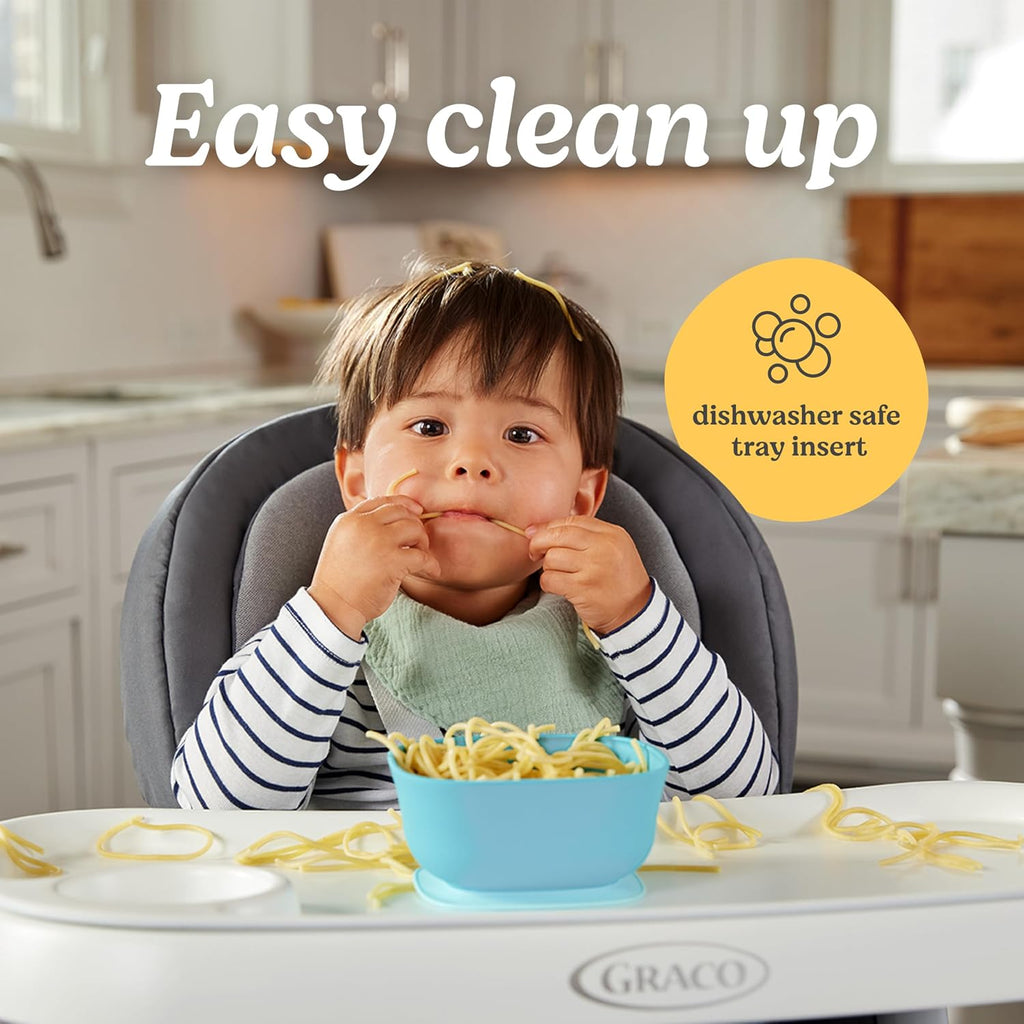 Graco® DuoDiner DLX Highchair, 6 Stages of Use, Infant to Baby High Chair, Infant to Toddler Booster Seat, Youth Stool, 5 Adjustable Height Positions, Splatter Art