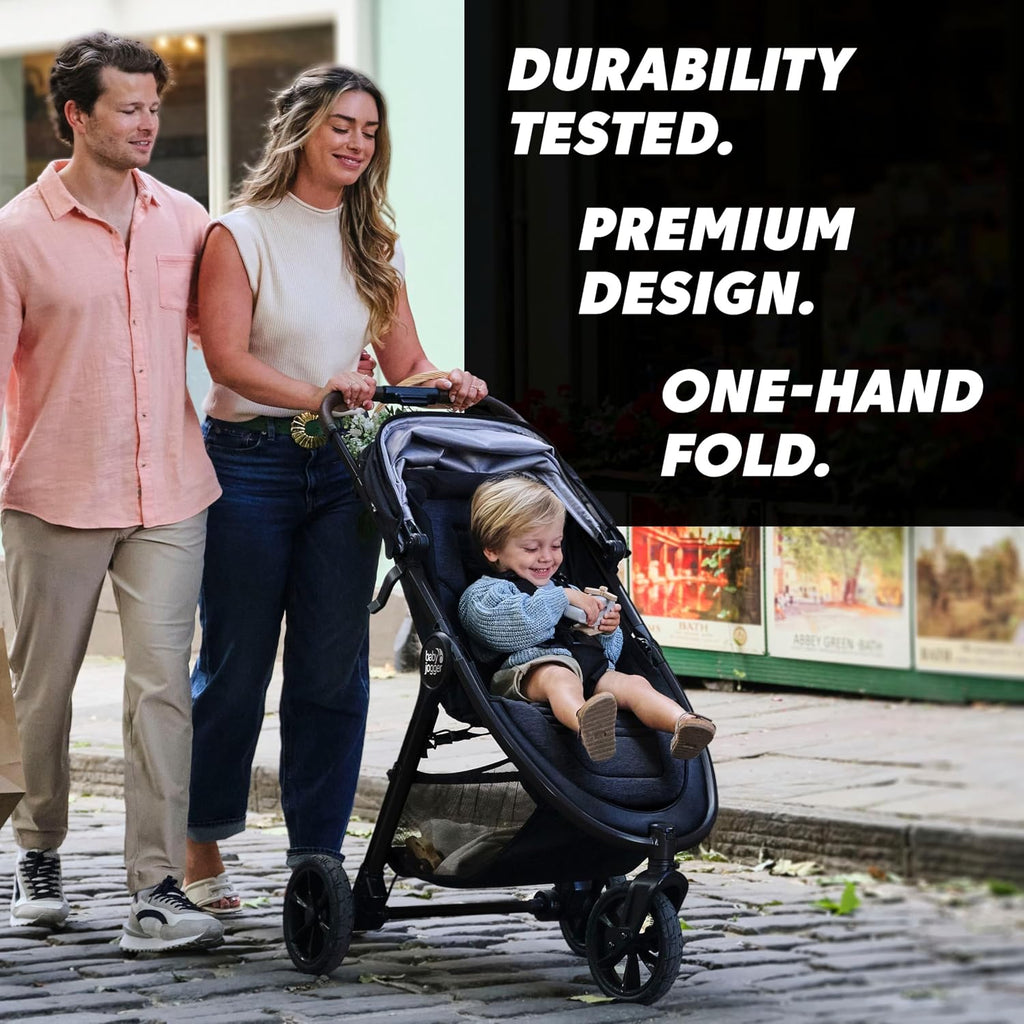 Baby Jogger® City Mini GT3 All Terrain Baby Stroller with Forever Air Rubber Tires, All Wheel Suspension, Lightweight Stroller with Magnetic Buckle, No-Rethread Harness, and Foot Brake, Frosted Ivory