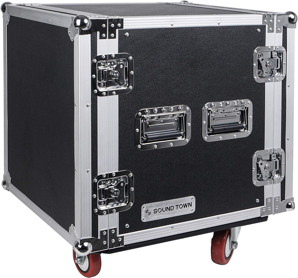 Sound Town PA DJ Combo with 12U Rack/Road ATA Case w/Casters, One 10 Outlet AC Power Conditioner/Sequencer (STRC-12PSA28)
