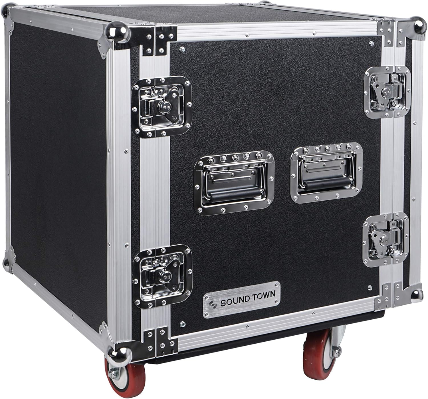 Sound Town 12U PA DJ Pro Audio Rack/Road ATA Case with Locking Drawer, 21'' Rackable Depth, Casters, Metal Ball Corners - Pro Tour Grade (STRC-12D2)