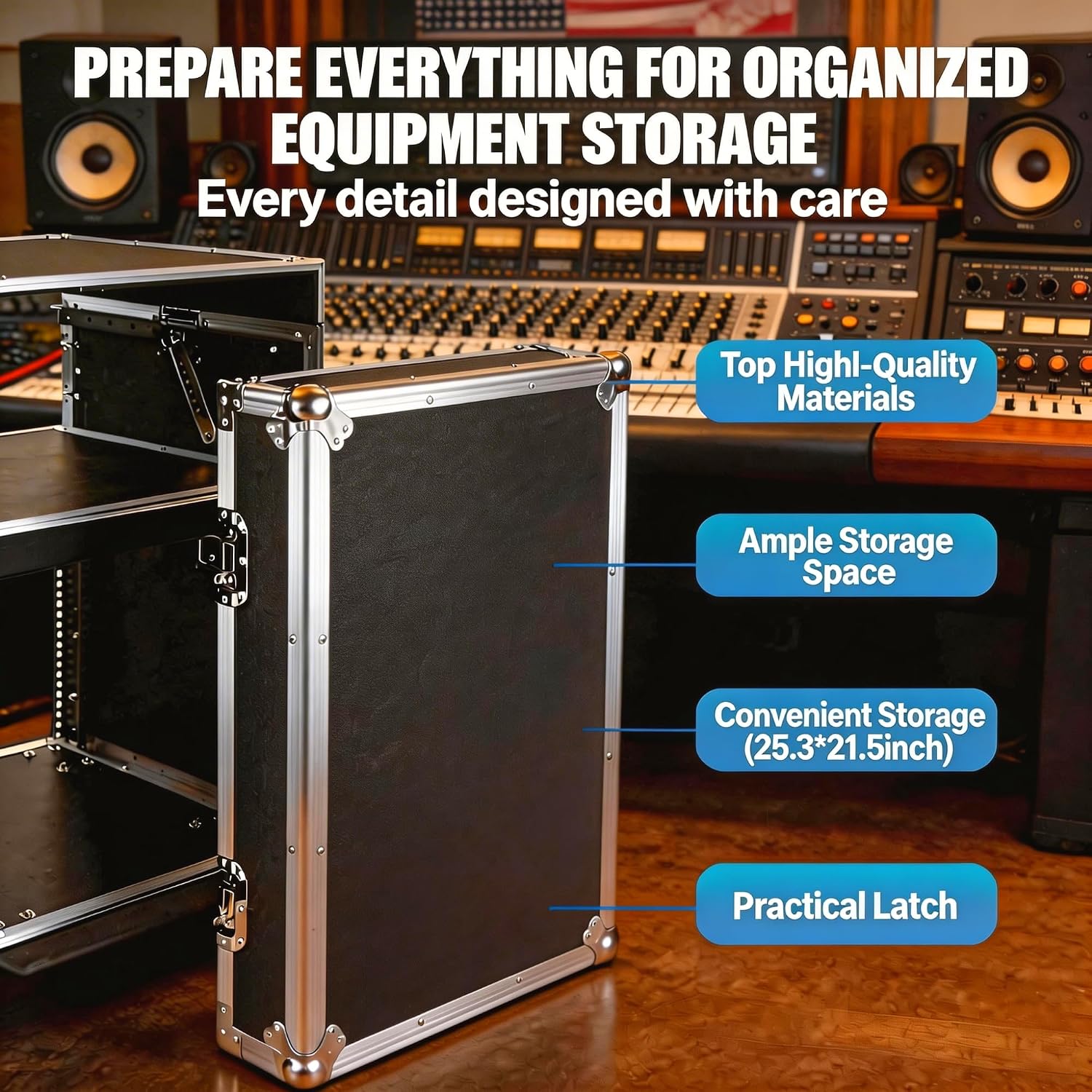 12U PA DJ Rack,PA DJ Cabinet, Network & Stereo Rack with 4 Wheels for Studios, Home Theatres, Ktvs, and Wedding Parties,Pro Tour Grade (12U)