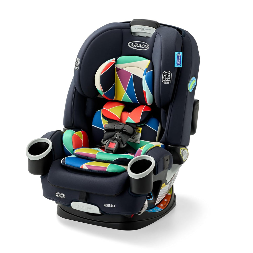 Graco® 4Ever DLX 4-in-1 Car Seat, Infant to Toddler Car Seat, with 10 Years of Use, Rear-Facing, Forward-Facing, Highback and Backless Booster Seat, Geo Pop
