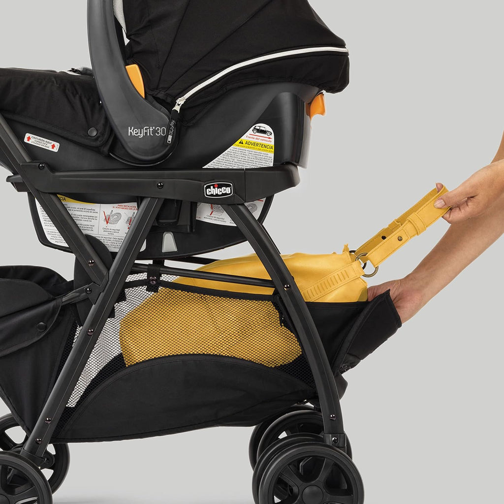 Chicco KeyFit Caddy Frame Stroller, Accepts All Chicco Infant Car Seats, Adjustable Handle, Parent Tray, Black/Black