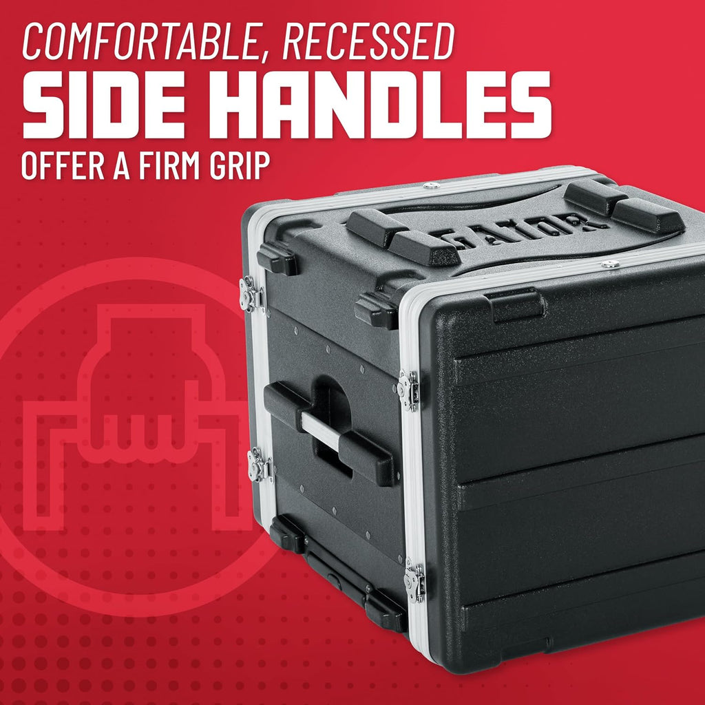 Gator Cases Lightweight Rolling 8U Rack Case with Heavy Duty Latches, Retractable Tow Handle, and Recessed Wheels, Standard 19.25' depth (GRR-8L)