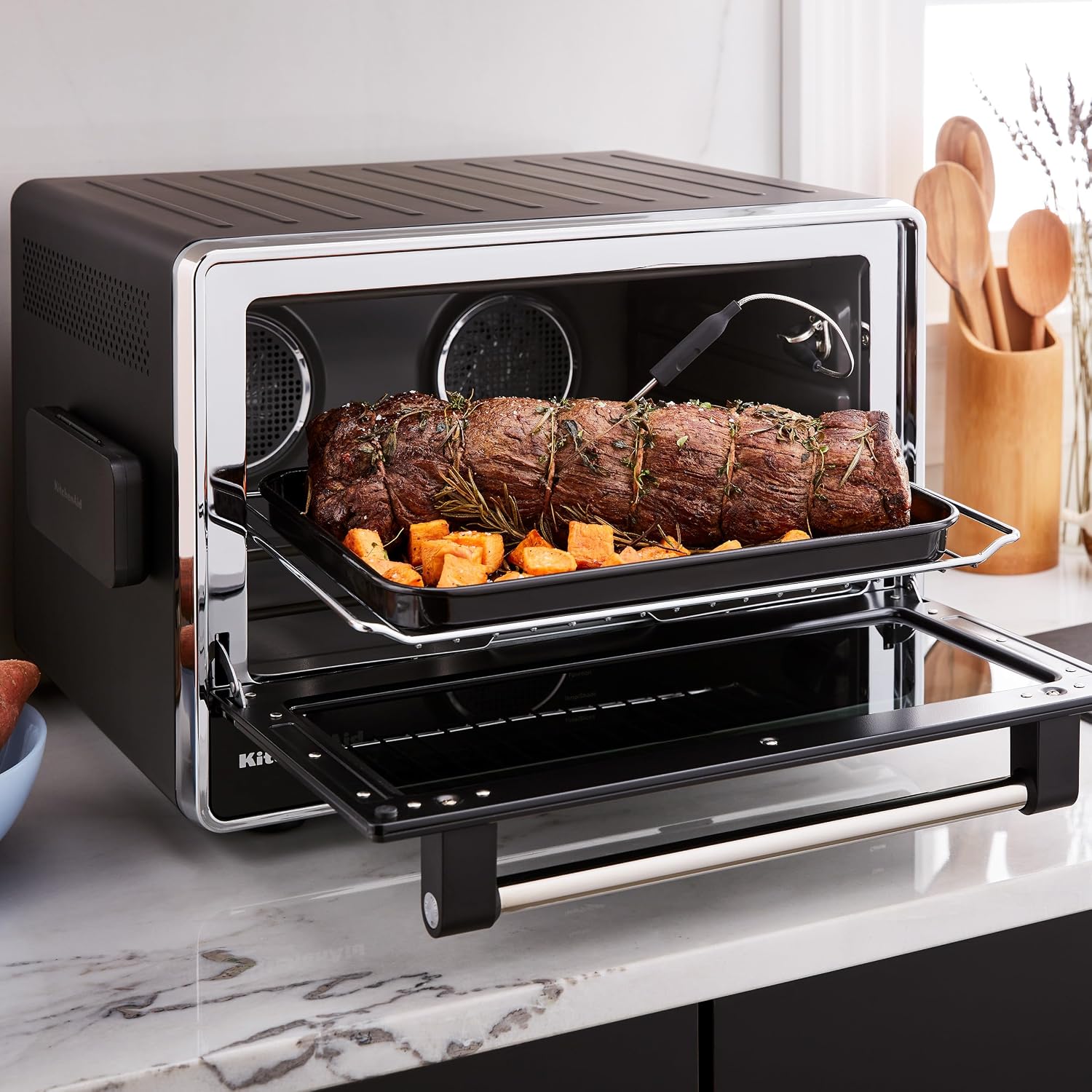 KitchenAid Dual Convection Countertop Oven with Air Fry and Temperature Probe - KCO224BM