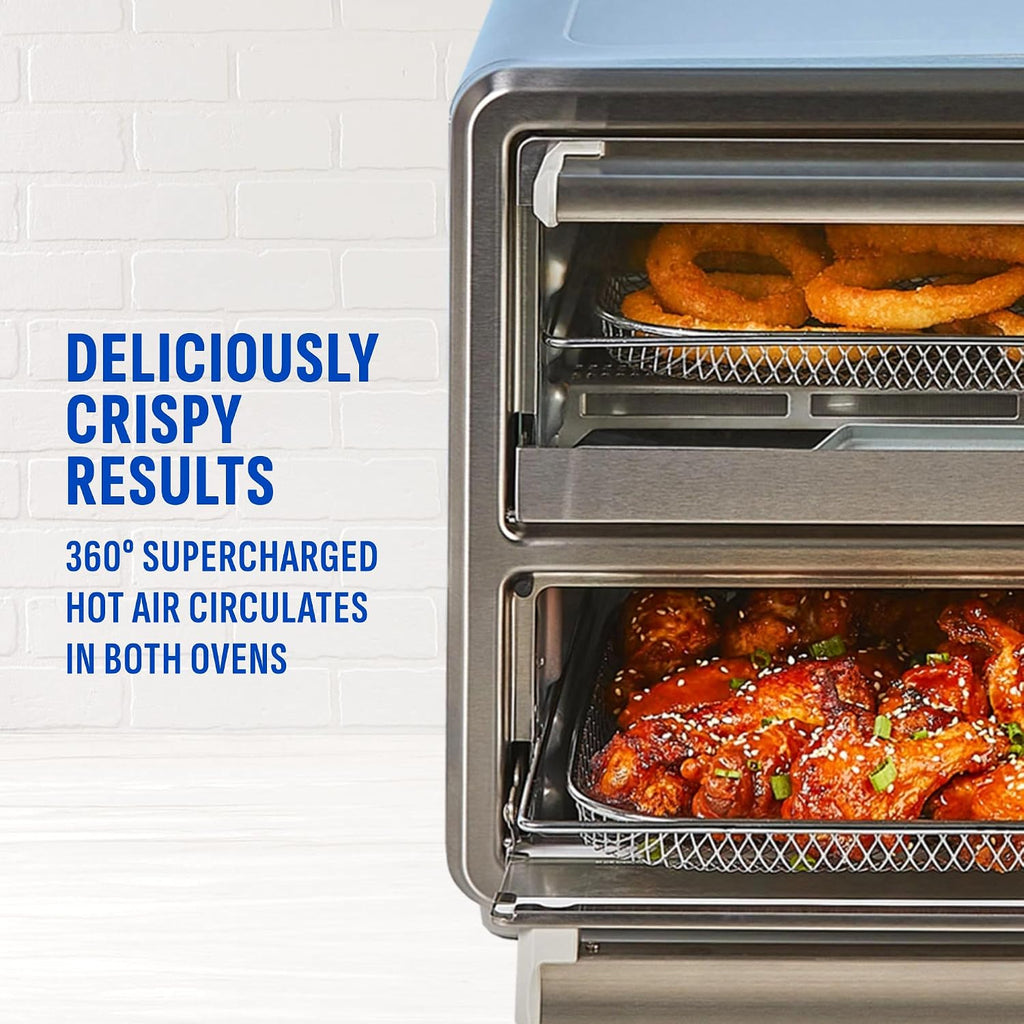 PowerXL SmartSynx Dual Door Oven, 8 Quick-Touch Cooking Presets including Air Fry, Toast, Bake, Broil, Reheat and More, Cook 2 Different Foods at the Same Time, Large Capacity & Adjustable Temperature