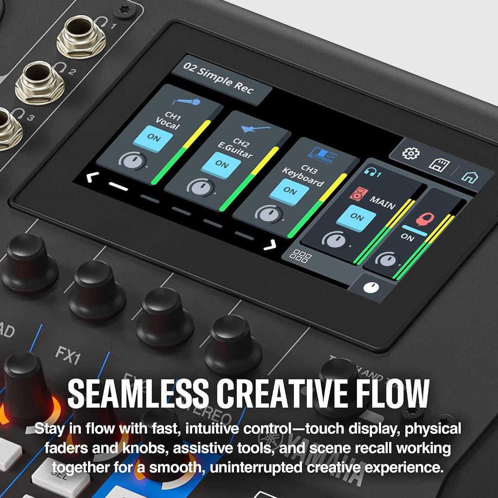 Yamaha MGX16V 22ch Digital Mixing Console, Dual USB-C Audio/Video Interface, Includes Cubase Al, WaveLab Cast LE, Basic FX Suite and Steinberg Plus Software Bundle, Black MGX16V B