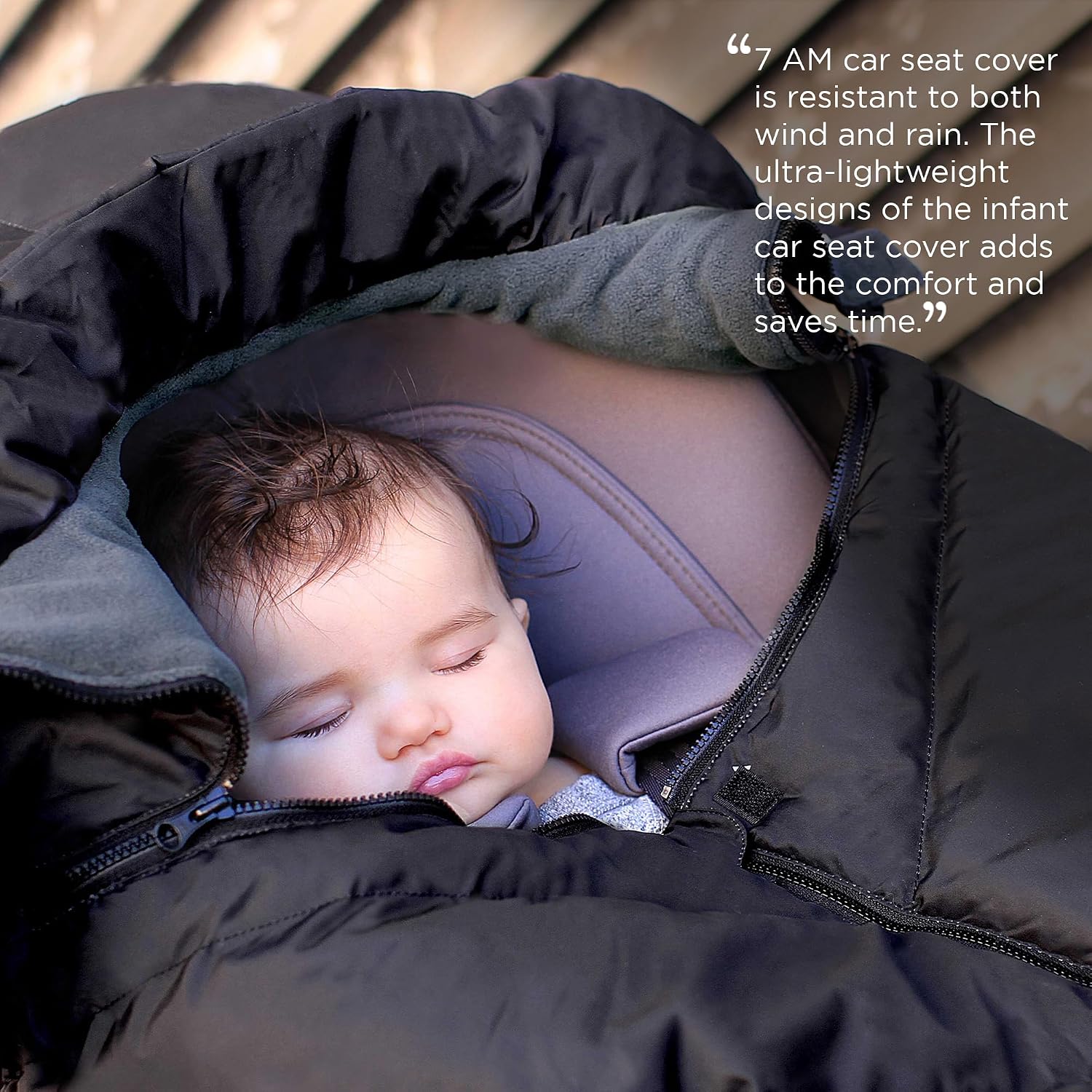 7AM Enfant Car Seat Covers - Cocoon Baby Cover for Boys & Girls, Rain & Snow Repellent, Breathable Windproof, Center Zipper, Universal Fit for Infant Car Seat (0-12M) (Stella)