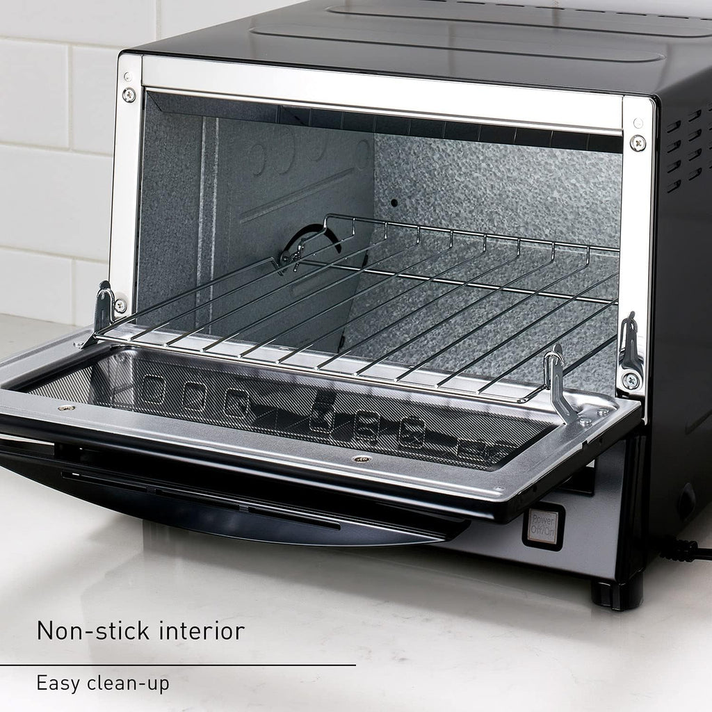 Panasonic FlashXpress Toaster Oven Countertop, 4-Slice Compact Size with Double Infrared Heating, 6 Auto Cook Options and Precise Temperature Control, 1300W - NB-G110P-K (Black)