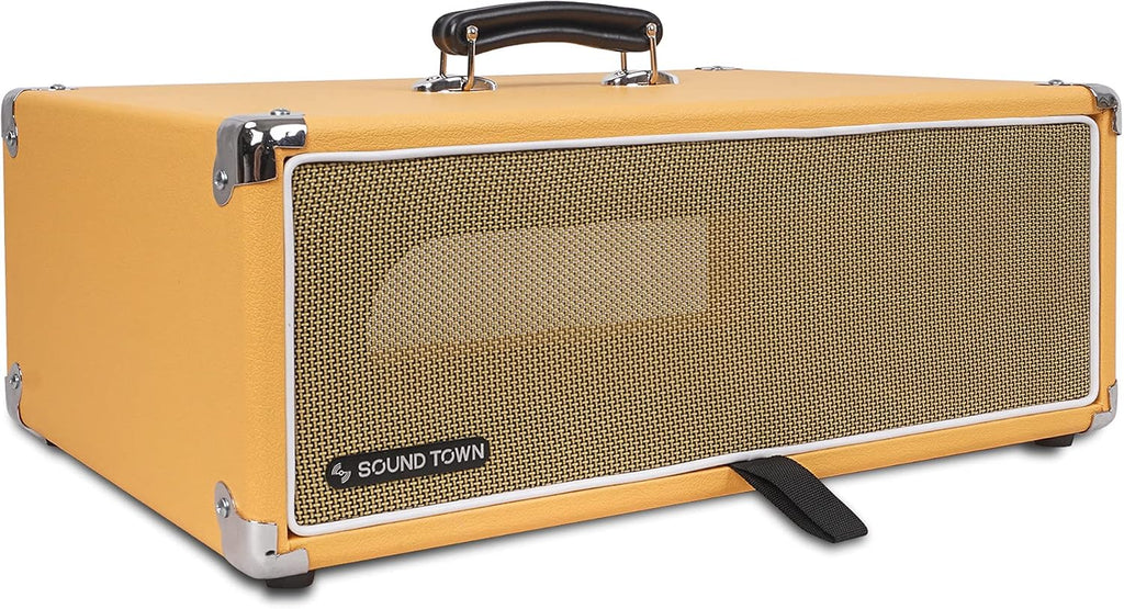 Sound Town Vintage 3U Amp Rack Case, 12.5' Depth with Rubber Feet, Dust Cover, Kickstand, Orange (STVRC-3OR)