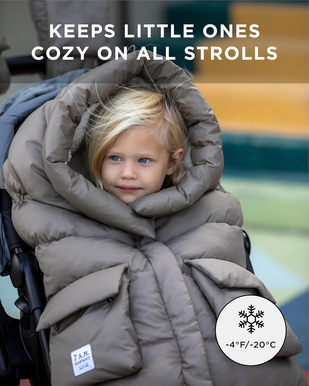 7AM Enfant Stroller Blanket 212 - Adjustable Baby Car Seat Zipped Blanket for Babies Winter, Unisex Multi Purpose Fleece Lined Warm Hooded Toddler Footmuff Water Repellent | (6M - 4T)