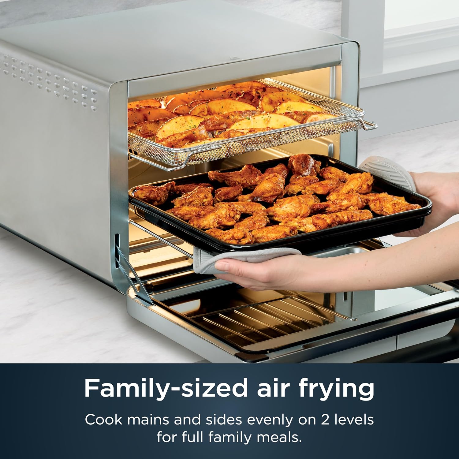 Ninja Air Fryer & Toaster Oven Combo | 10-in-1 Prestige Smart XL Countertop Oven | Bake up to 20 Cookies, Fit up to a 12lb Turkey | Pizza, Toast, Bake, Dehydrate | 1800 Watt | Stainless Steel | DT501