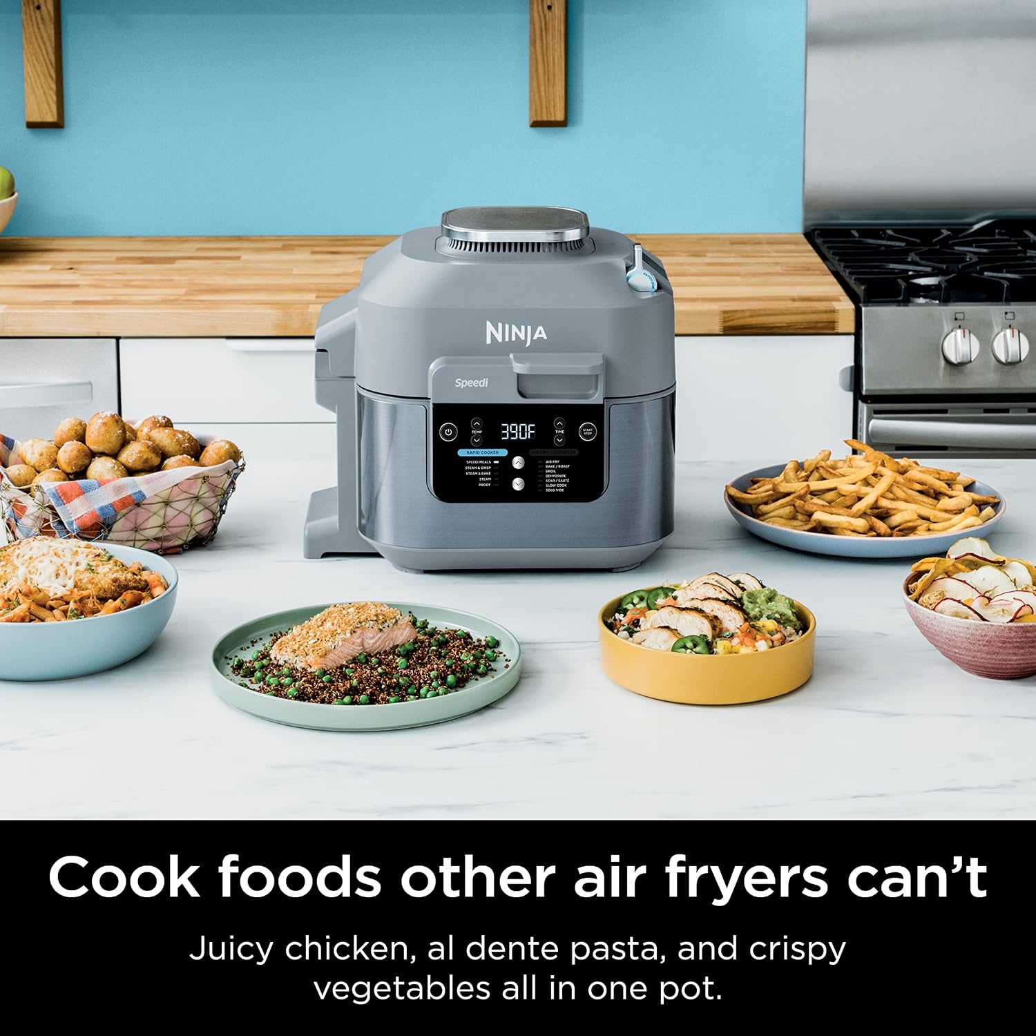 Ninja SF301 Speedi Rapid Cooker & Air Fryer, 6-Quart Capacity, 12-in-1 Functions to Steam, Bake, Roast, Sear, Sauté, Slow Cook, Sous Vide & More, 15-Minute Speedi Meals All In One Pot, Sea Salt Gray