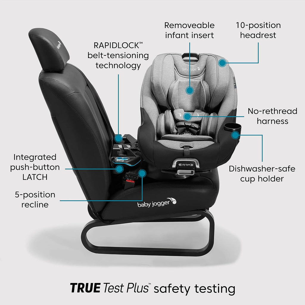 Baby Jogger® City Turn Convertible & Rotating Car Seat Onyx Black - Accommodates Newborn to Toddler with Rear and Forward Facing Modes