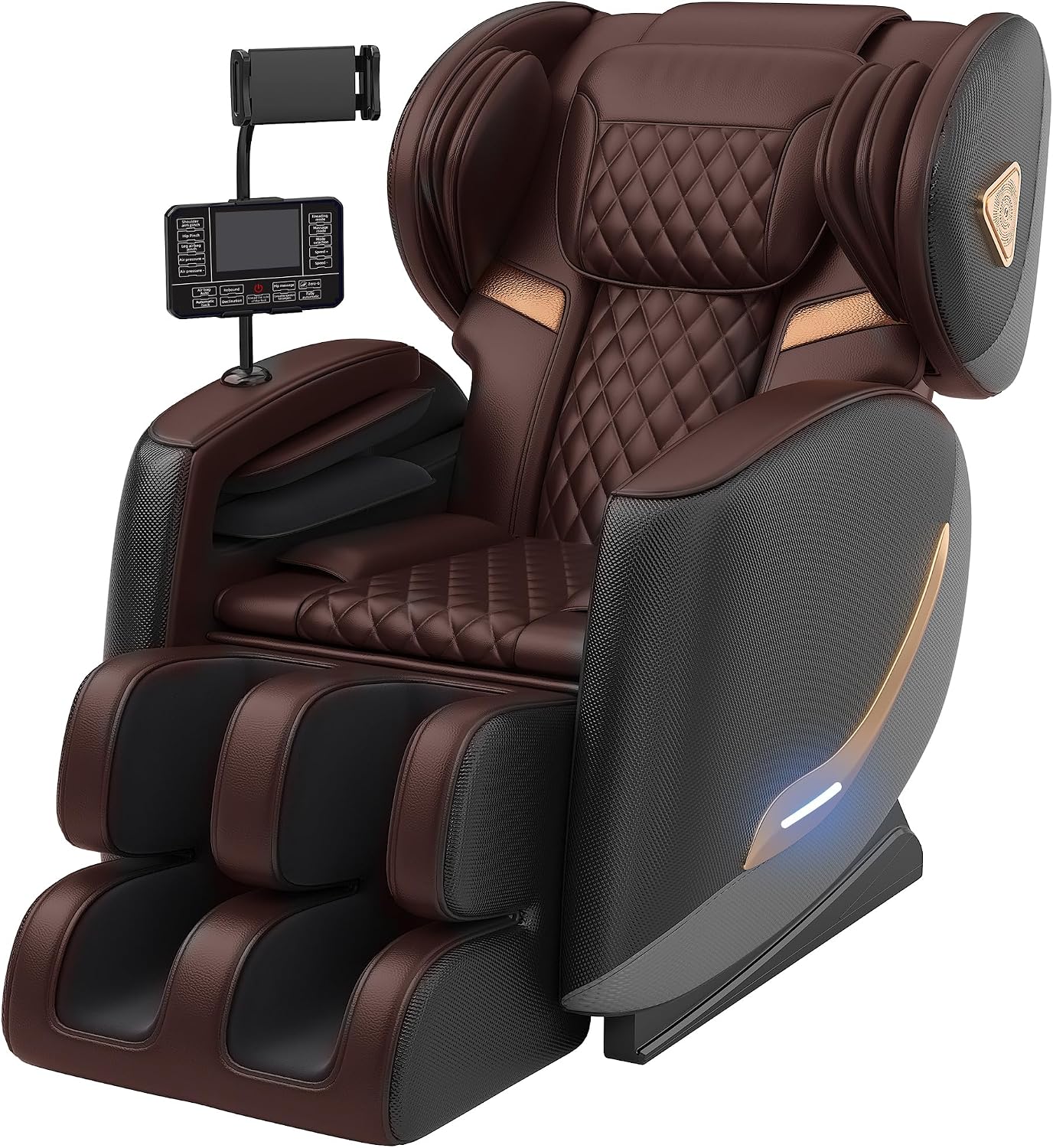 Luxury 3D Zero Gravity Full-Body Shiatsu Massage Chair with 10-Node Rollers,20 Airbags,Waist & Leg Heating, Bluetooth Audio, and Extendable Footrest - Home Relaxation Recliner (Brown)