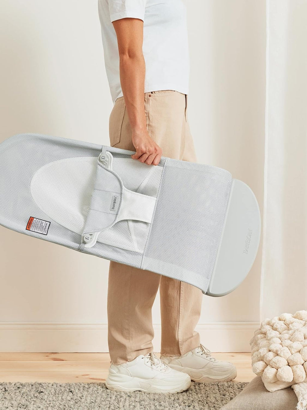 BabyBjörn Bouncer Balance Soft, Mesh, Silver/White 2-in-1 Adjustable Baby Bouncer Seat and Toddler Chair, Newborn to Toddler (8-29 lbs), 4 Positions, Lightweight & Portable