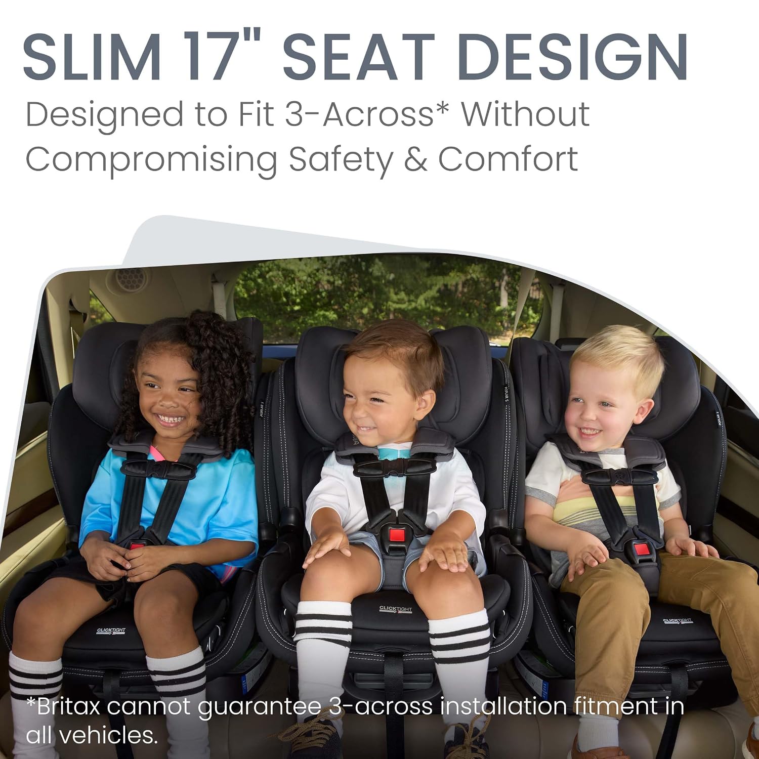 Britax Poplar S Convertible Car Seat, 2-in-1 Car Seat Extended Rear Facing, 17' Slim Car Seat Design with Fast & Easy ClickTight Installation, Anti-Rebound Bar & SafeWash Fabrics — Stone Onyx