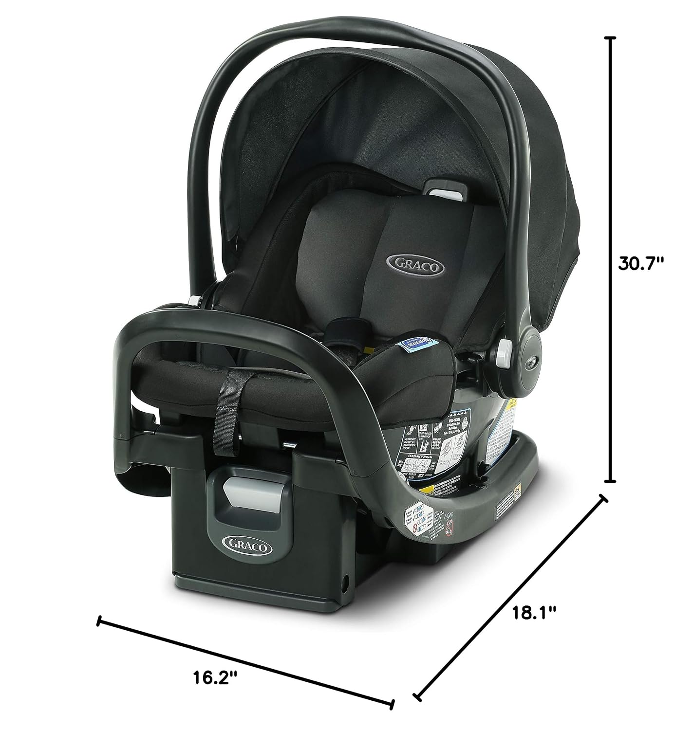 Graco® SnugRide SnugFit Infant Car Seat, Baby Car Seat with Anti Rebound Bar for Extra Safety, No-Rethread Harness, LATCH Equipped Carseat, Baby Essentials, Gift for New Parents, Gotham