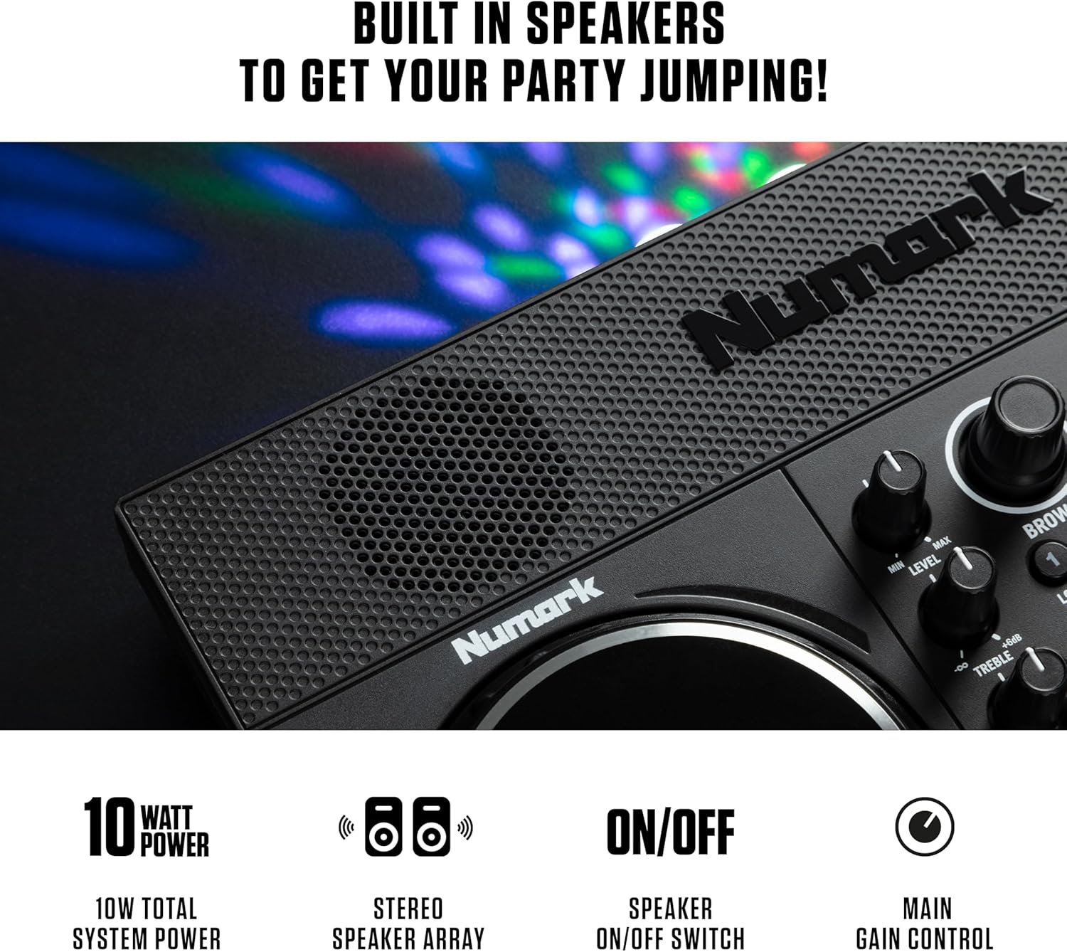 Numark Party Mix Live DJ Controller with Speakers, Lights, 2 Decks, Mixer, Audio Interface and Serato Lite