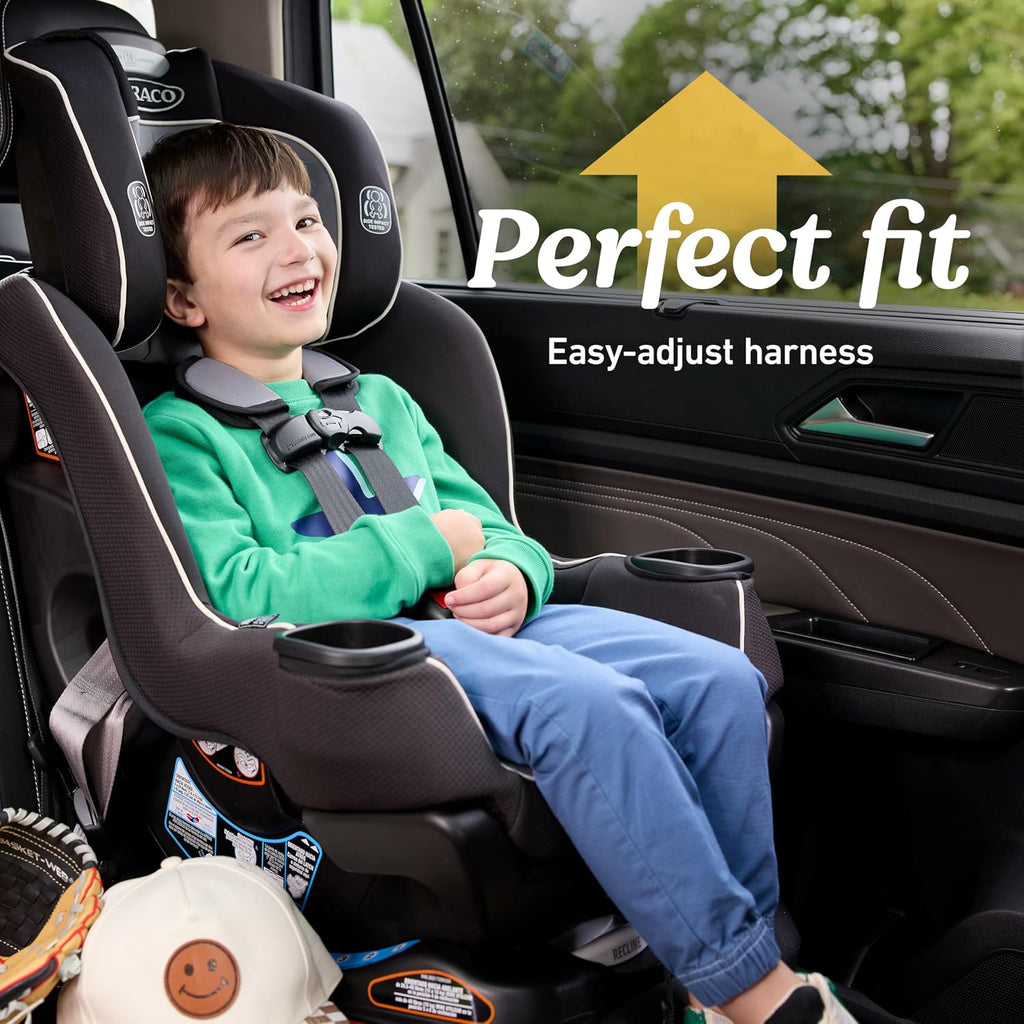 Graco Extend2Fit Convertible Car Seat, Rear and Forward Facing Car Seat with Adjustable Extension Panel for Extra Legroom, Great Gift for Baby Shower or Baby Registry, Gotham