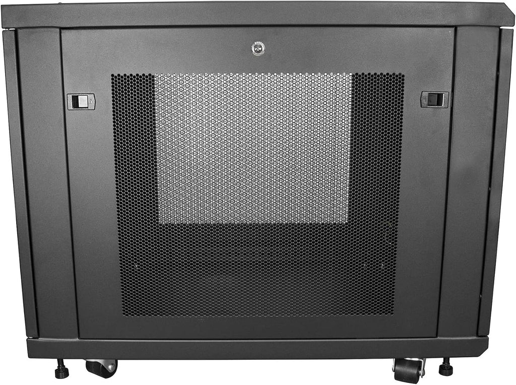 StarTech 12U Enterprise-Grade Server Rack Cabinet Kit, 19in Enclosed 4-Post Rack with Shelf and Cable Management, 29in (75cm) Mounting Depth, 992lb (450kg) Capacity, Black, Alloy Steel