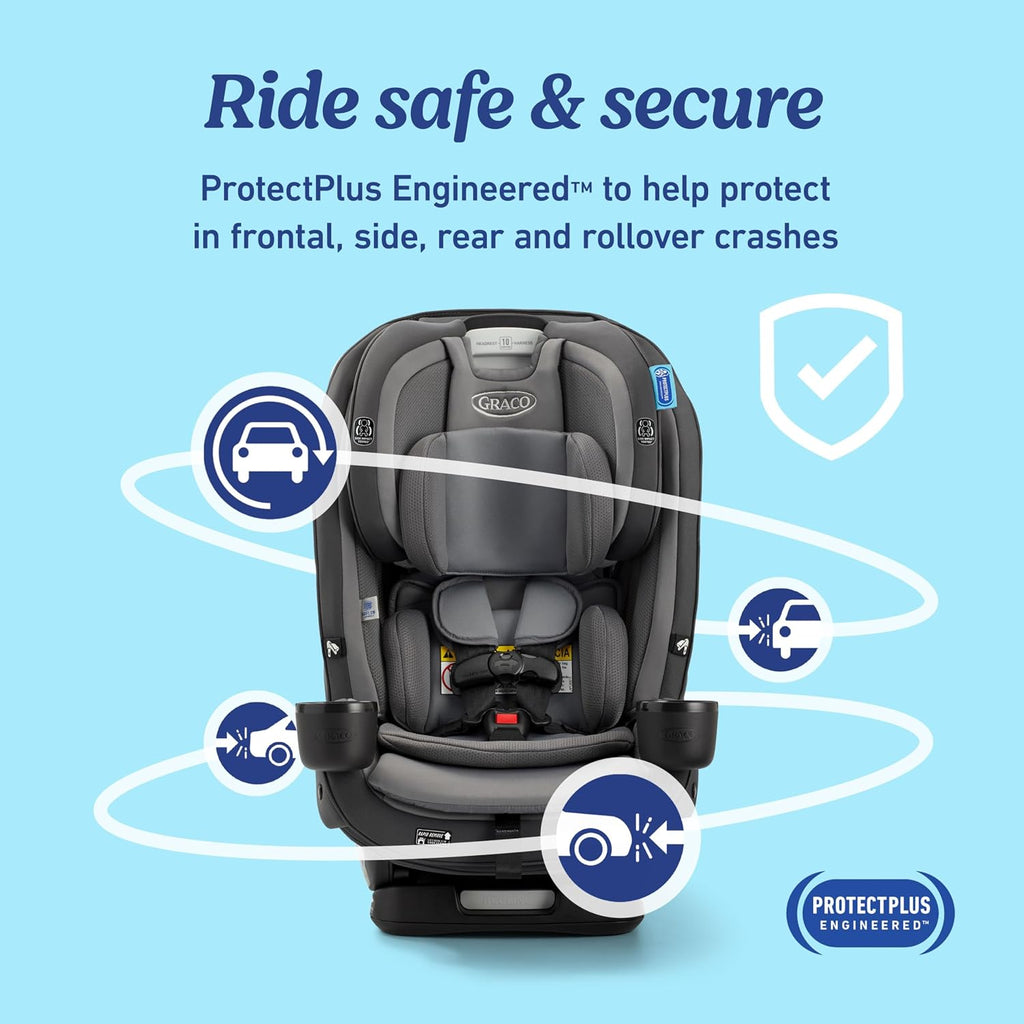 Graco SlimFit3 LX 3-in-1 Convertible Car Seat, Slim Car Seat Fits 3 Across, Rear Facing, Forward Facing, to Highback Booster Seat, Perfect for Baby Travel & Gift for New Parents, Kunningham