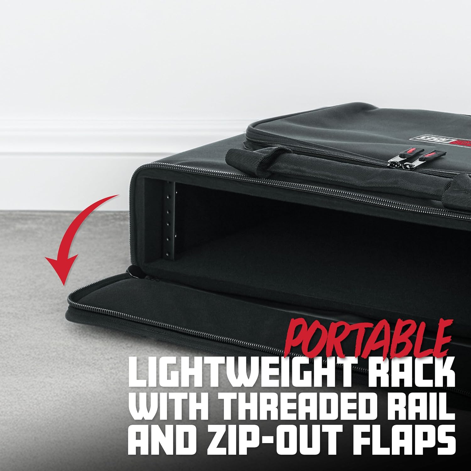 Gator Cases Portable 2U Rack Bag with 14' Rackable Depth, (GRB-2U)