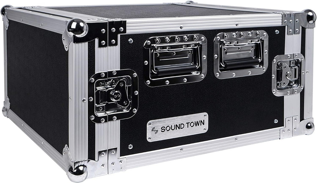 Sound Town 6U PA/DJ Rack/Road Case, 6-Space, with 21' Depth, Plywood, Metal Ball Corners - Pro Tour Grade (STRC-6U)