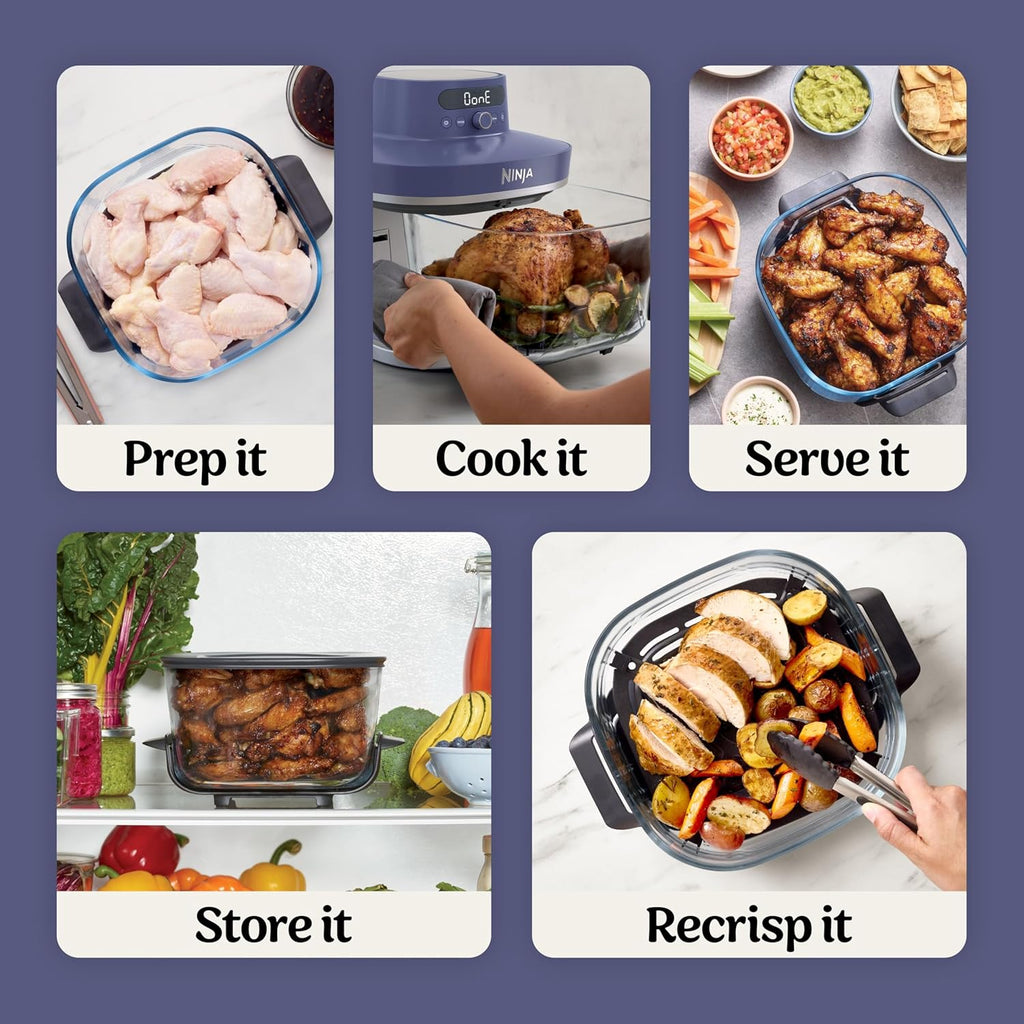 Ninja Crispi Pro 6-in-1 Glass Air Fryer | 450°F, Nontoxic, 6qt & 2.5qt Containers & Lids | Microwave, Freezer, Dishwasher Safe | Max Crisp, Air Fry, Bake, Roast, Recrisp, Dehydrate |Amethyst, AS101PU1