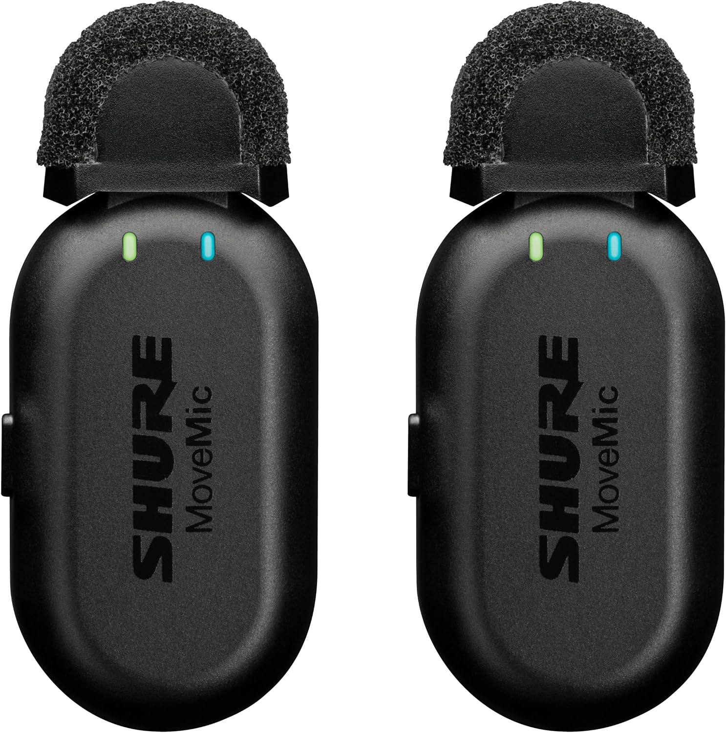 Shure MoveMic Two - Pro Direct to Phone Wireless Lavalier Microphones for iPhone & Android, 2 Bluetooth Mini Mics, 24 Hours Charge, Quick Set Up, IPX4, Compact & Portable Clip Lavs (MV-Two-Z7)