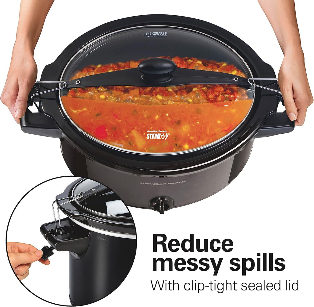 Hamilton Beach Sure-Crisp Toaster Oven Air Fryer Combo, Fits 9' Pizza, 4 Slice Capacity & Slow Cooker, Extra Large 10 Quart, Stay or Go Portable With Lid Lock, Dishwasher Safe