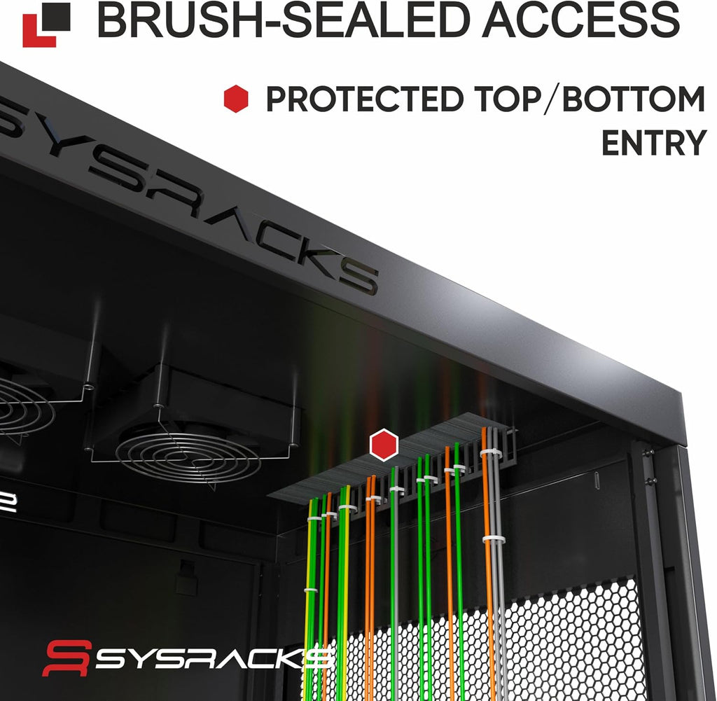 19' Server Rack Cabinet 12U – 35' Deep Network Cabinet Enclosure with Glass Door, Locking Panels, Cooling Fans, PDU & Shelf, IT Rack for Servers, Switches, AV Equipment