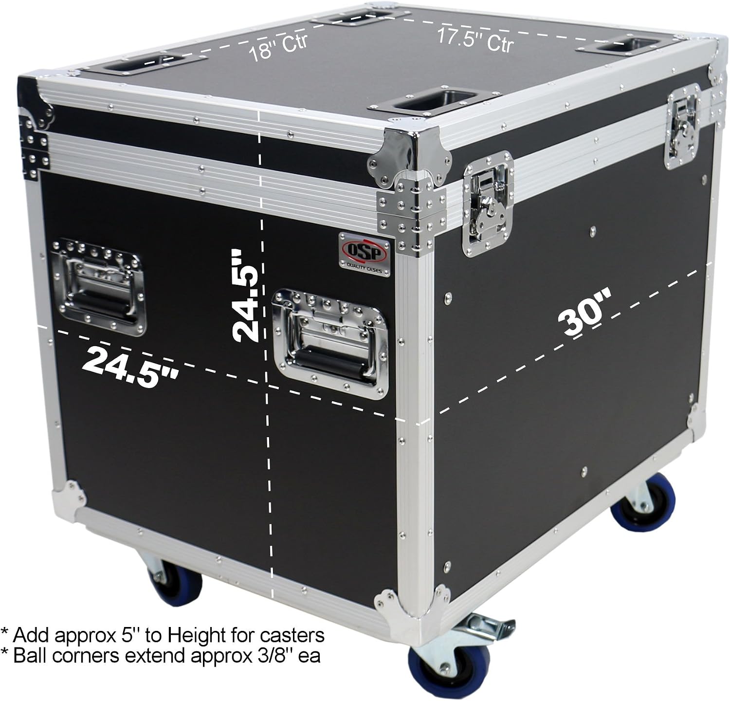 OSP Cases | ATA Road Case | Utility Truck Pack Transport Case | 30' with Dividers and Tray | Heavy-Duty Casters | TC3024-30