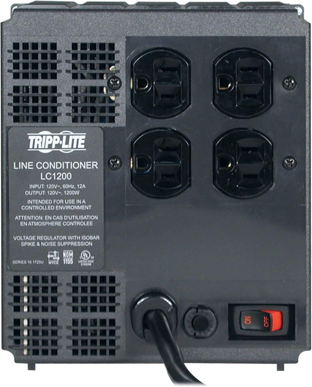 Tripp Lite LC1200 Power Conditioner for Audio Equipment, Appliances, Home Theater & More | 1200W, 120V, 4 Outlets, Voltage Regulator (AVR), EMI/RFI Filter, Line Conditioner, 1200 Joule Surge Protector
