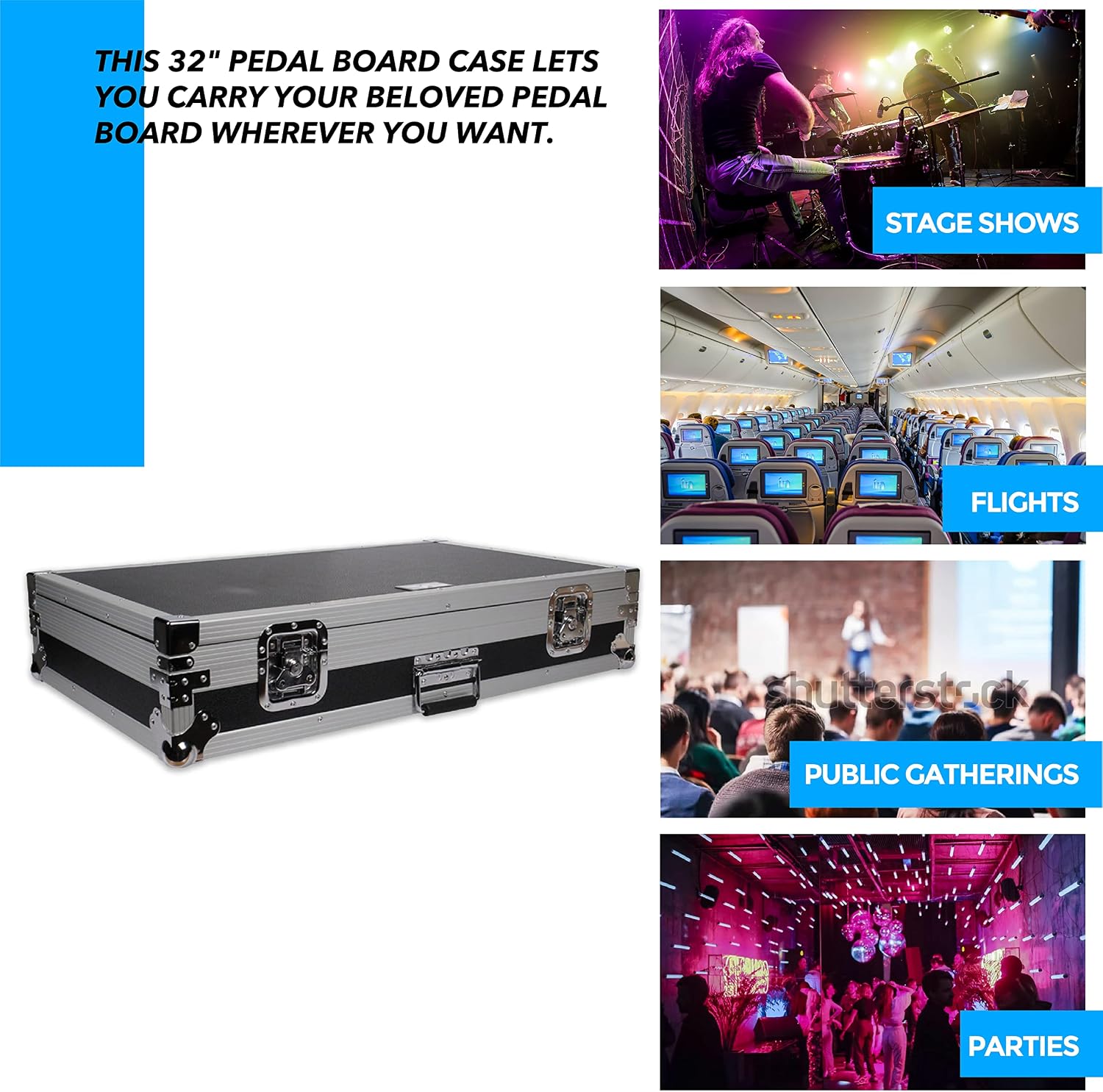 Seismic Audio - Pedal Board Case ATA 34' Storage Rack