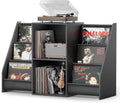Record Player Stand, Turntable Stand with Vinyl Record Storage 300 Albums, Record Player Table with Record Holder Vinyl Display Shelf Organizer Rack, Record Player Cabinet for LP Media Stereo Audio AV