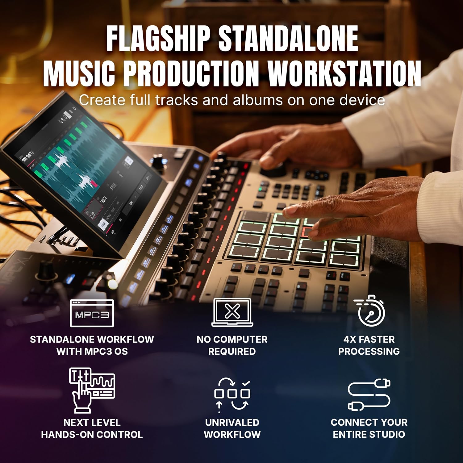 Akai Professional MPC XL Standalone Music Production Center for Sampling and Sequencing with 10.1-inch Touchscreen, 3D MPCe Pads, 8-Core CPU, 16GB RAM, 256GB SSD