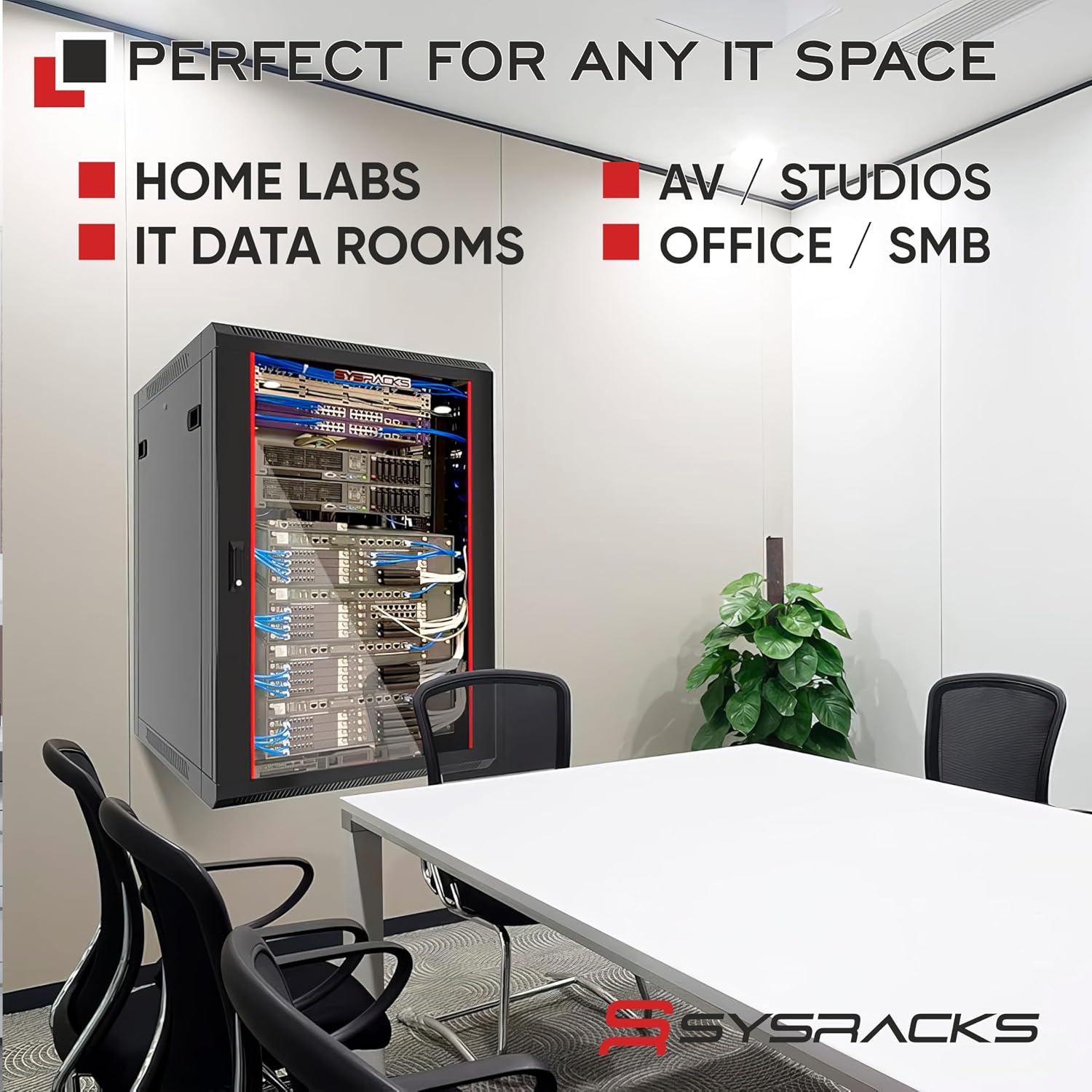 15U Wall Mount Home Lab Server Rack – 19' Locking Network Cabinet, 24' Deep Empty Rack Enclosure for Routers, NAS, Switches and Home Network Equipment