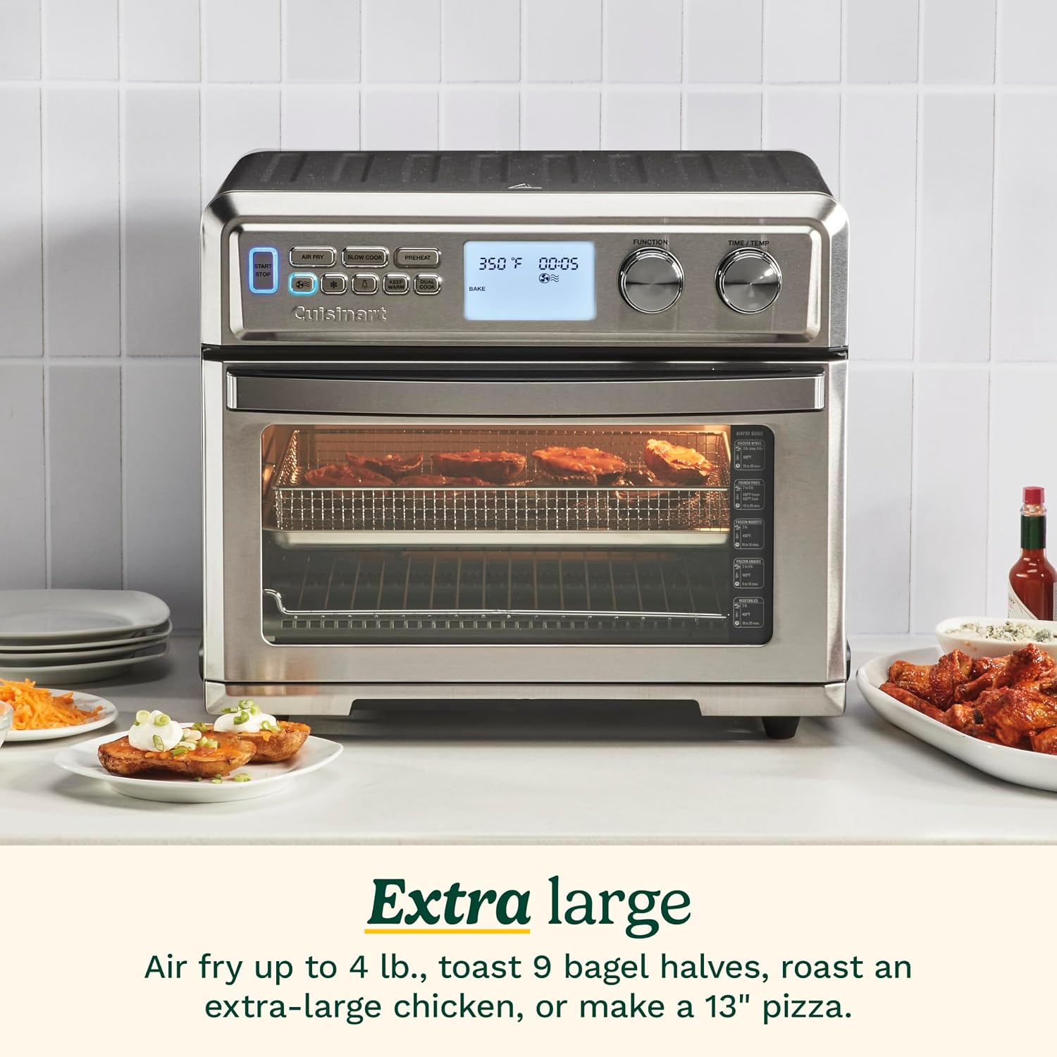 Cuisinart Air Fryer Toaster Oven with Extra-Large Capacity, 1800W Stainless Steel Oven with Digital Display, Bake, Broil, Roast & Air Fry Options, Adjustable Temperature, TOA-95NAS
