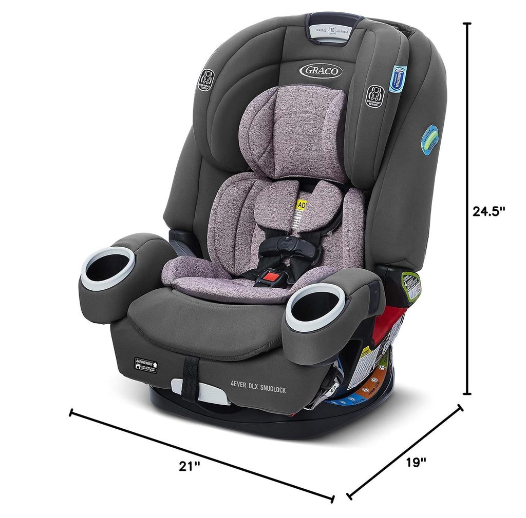 Graco 4Ever DLX SnugLock 4 in 1 Car Seat | Infant to Toddler Car Seat, with 10 Years of Use | Featuring Easy-Install SnugLock Technology, Leila , 21x19x24.5 Inch (Pack of 1)